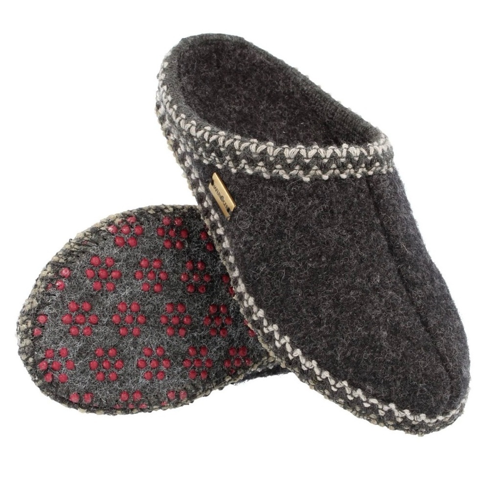 HAFLINGER Alaska AS Unisex Classic Slippers Charcoal 38EU Women's 7 - Picture 2 of 2
